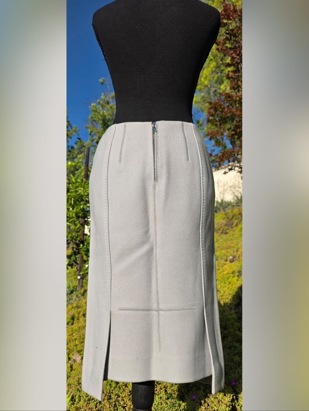 Louis Vuitton Fall 2007 Look 30 Light Grey Wool Silk Lined Midi Skirt FR 38/US 6 - Picture 4 of 8